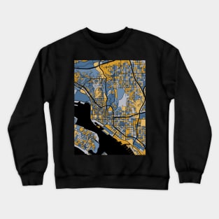 San Diego Map Pattern in Blue & Gold Crewneck Sweatshirt